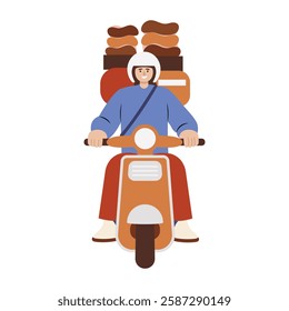 Delivery rider illustration in flat style 
