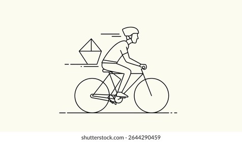 Delivery Rider on Bicycle Delivering Goods and Services Swiftly To Customer Destination Locations