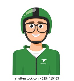 Delivery rider in simple flat vector. personal profile icon or symbol. people concept vector illustration.