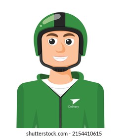 Delivery rider in simple flat vector. personal profile icon or symbol. people concept vector illustration.