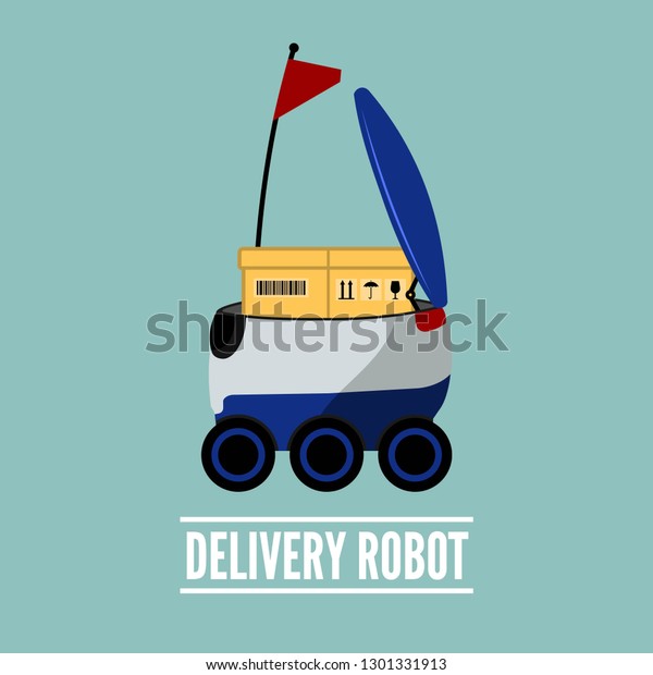 Delivery\
Robot icon Flat design. Vector\
illustration.