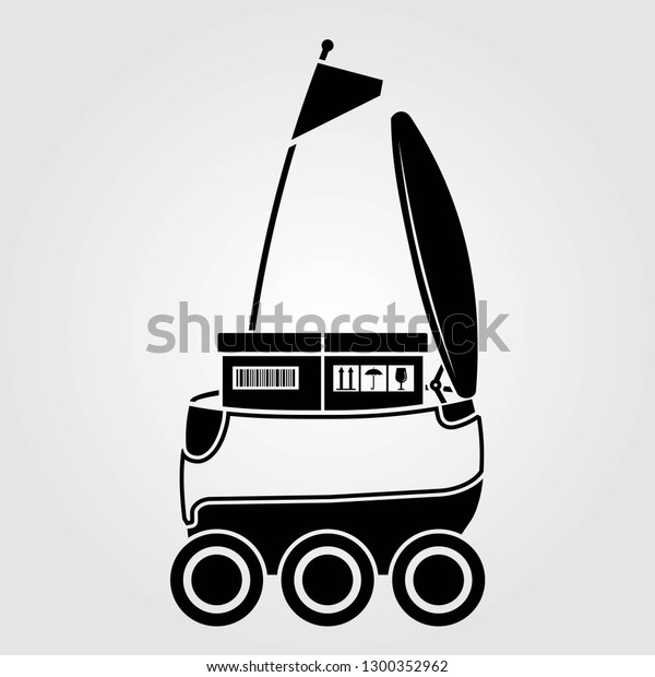 Delivery Robot icon isolated on white\
background. Vector\
illustration.