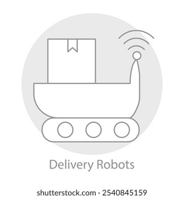 Delivery Robot Icon – Robotic Device with Package Representing Automated Delivery Services