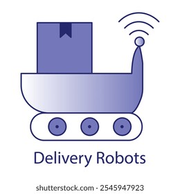 Delivery Robot Icon – Robotic Device with Package Representing Automated Delivery Services