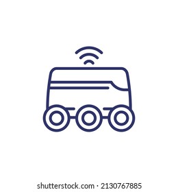 Delivery Robot Line Icon On White
