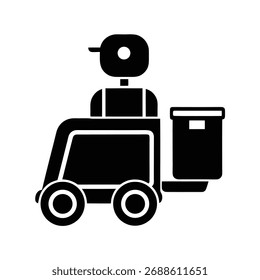 Ilustración de Arte vectorial de silueta de robot de entrega