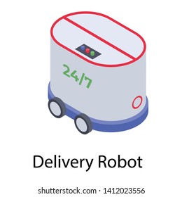
Delivery robot vector in isometric design 

