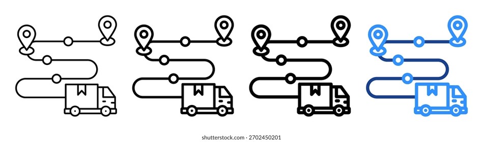 Conjunto de Colección de contorno diferente de icono de ruta de entrega