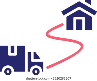 Ilustración vectorial de relleno de iconos de ruta de entrega