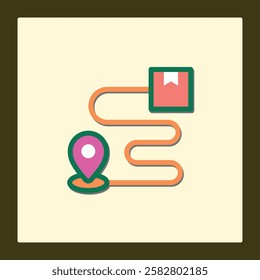 Delivery Route Icon Indicating Shipping Path and Destination Point