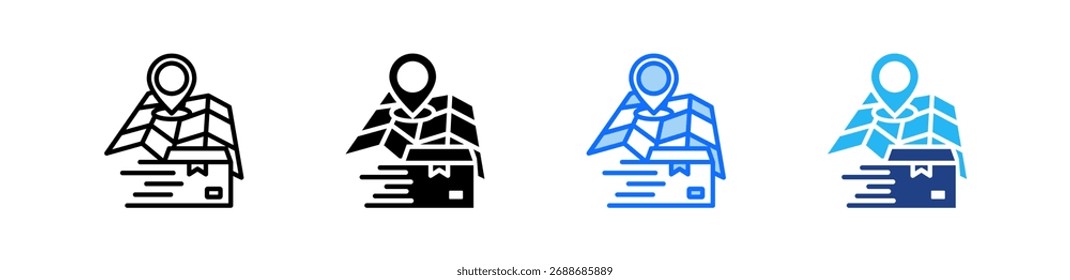 Delivery Route Icon Set Multiple Style Collection