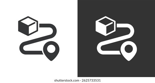 Delivery route icon. Solid glyph series icon
