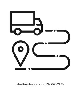 Delivery route icon. Stroke outline style. Vector. Isolate on white background.