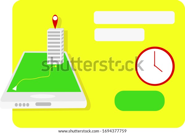 delivery\
route on the smartphone. concept for delivery app or website. food\
order navigation. Illustration in flat\
style.