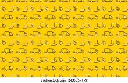 Delivery, Running Truck Icons pattern on yellow background. Vector Illustration