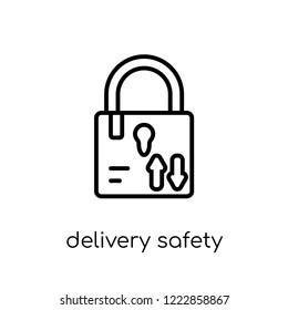 delivery safety icon. Trendy modern flat linear vector delivery safety icon on white background from thin line Delivery and logistic collection, outline vector illustration