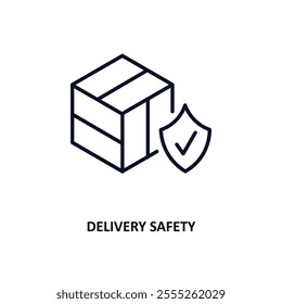 delivery safety outline icon.  Thin line icon from delivery and logistic collection. Editable vector isolated on white background