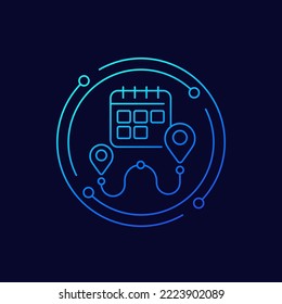 delivery schedule, calendar icon, linear design
