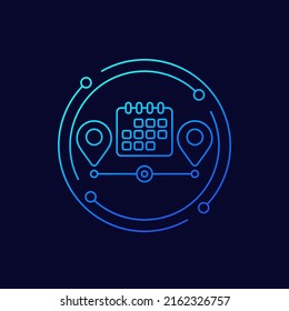 delivery schedule icon with a calendar, linear design