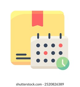 Delivery Schedule icon. On time, Delivery time, Package, Delivery, Calendar, Pick up, Packing, Schedule, Time and date