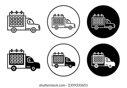 Delivery schedule icon. Shipping service truck symbol. Cargo courier planning with calendar vector. logistic  Transportation deadline sign.