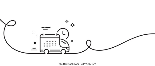 Delivery schedule line icon. Continuous one line with curl. Logistics calendar sign. Cargo reminder symbol. Delivery single outline ribbon. Loop curve pattern. Vector