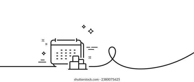 Delivery schedule line icon. Continuous one line with curl. Logistics calendar sign. Cargo reminder symbol. Delivery single outline ribbon. Loop curve pattern. Vector