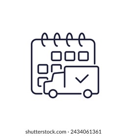 delivery schedule line icon with a truck