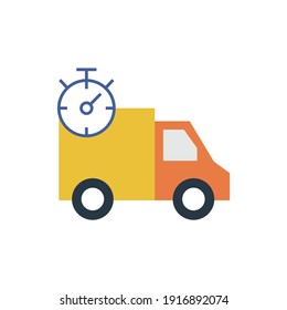 Delivery Schedule Vector Icon in color icon, isolated on white background 
