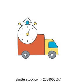 Delivery Schedule Vector Icon in color icon, isolated on white background 