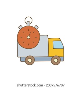 Delivery Schedule Vector Icon in color icon, isolated on white background 