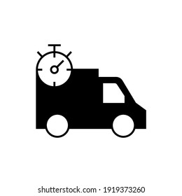 Delivery Schedule Vector Icon in solid black flat shape glyph icon, isolated on white background 