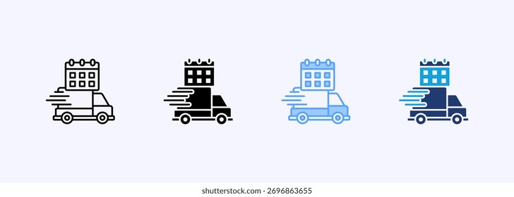 Conjunto de iconos de entrega programada Colección de estilos múltiples