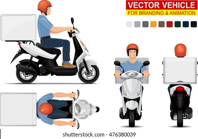Delivery scooter.  Doors can be opened, colors can be changed, the elements are in the separate layers.