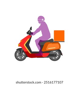 delivery scooter and driver with package sign
