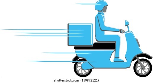 Delivery scooter with a driver vector icon