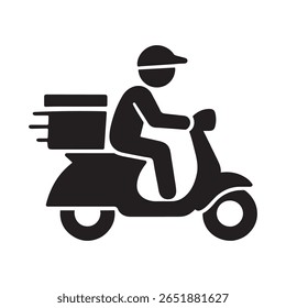 Ícone de Scooter de entrega: Uma silhueta de serviço de entrega moderna.