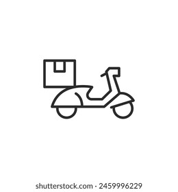 Lieferung Roller-Symbol, das schnelle und effiziente städtische Kurierdienste darstellt. Ideal für Themen rund um Expressversand, Logistik und On-Demand-Transport von Paketen und Post. Vektorillustration