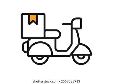 Delivery scooter icon. riding motorcycle icon symbol, Pictogram simple flat design for apps and websites, Isolated on white background, Vector illustration