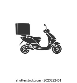 Delivery Scooter Icon Silhouette Illustration. Motorbike Transport Vector Graphic Pictogram Symbol Clip Art. Doodle Sketch Black Sign.