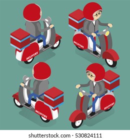 delivery scooter isometric vector