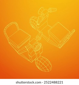 Delivery scooter for lifestyle design courier. Business express delivery concept. Wireframe low poly mesh vector illustration