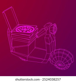 Delivery scooter for lifestyle design courier. Business express delivery concept. Wireframe low poly mesh vector illustration