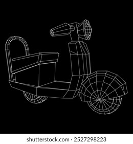 Delivery scooter for lifestyle design courier. Business express delivery concept. Wireframe low poly mesh vector illustration
