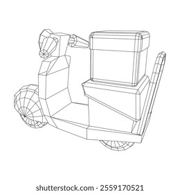 Delivery scooter for lifestyle design courier. Business express delivery concept. Wireframe low poly mesh vector illustration