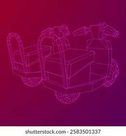 Delivery scooter for lifestyle design courier. Business express delivery concept. Wireframe low poly mesh vector illustration