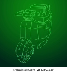 Delivery scooter for lifestyle design courier. Business express delivery concept. Wireframe low poly mesh vector illustration