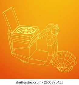 Delivery scooter for lifestyle design courier. Business express delivery concept. Wireframe low poly mesh vector illustration