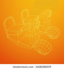 Delivery scooter for lifestyle design courier. Business express delivery concept. Wireframe low poly mesh vector illustration