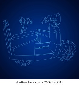 Delivery scooter for lifestyle design courier. Business express delivery concept. Wireframe low poly mesh vector illustration
